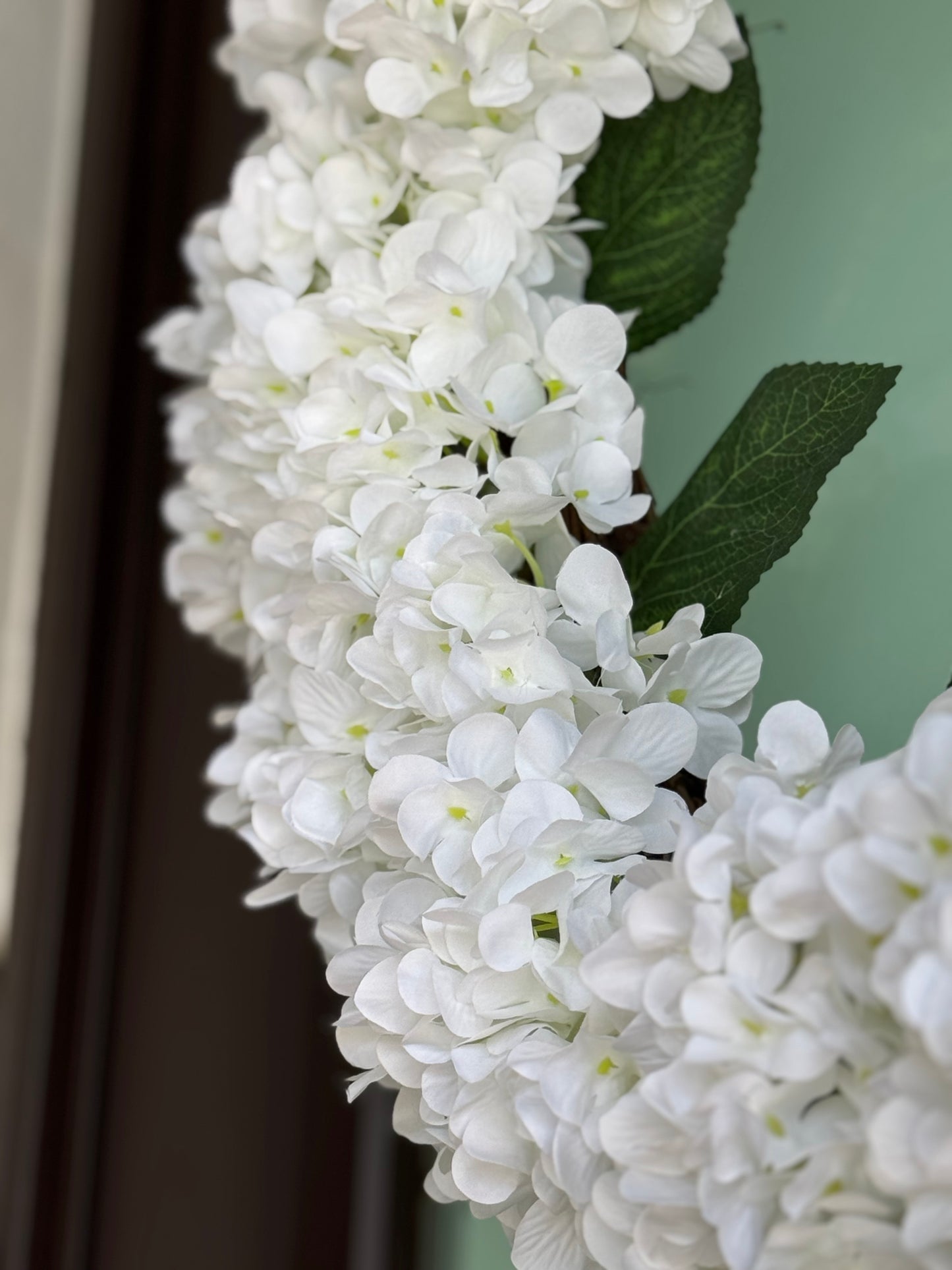 Capri White Faux Hydrangea Flower Wreath 21" - Handcrafted, Uv Resistant, All-Season, Indoor/Outdoor Decor, Perfect For Home, Wedding, Event