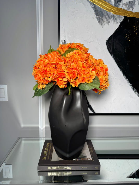 Ariane Orange Artificial Hydrangea Flowers Realistic Silk Blooms for Home Decor, Centerpieces & Arrangements Fall