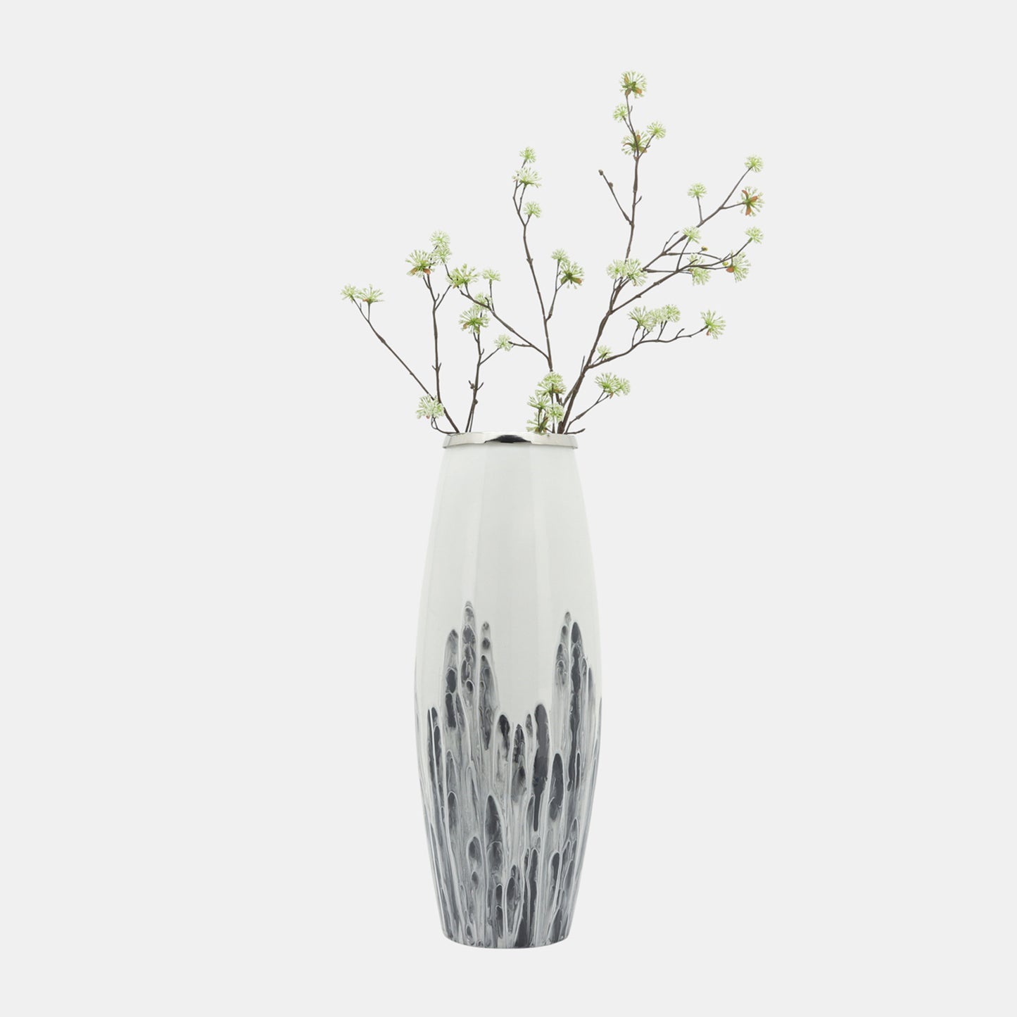 White glass vase with metal ring
24 inch glass vase white
Tall glass vase with metal accent
Decorative white vase with metal ring
Modern glass floor vase
Glass and metal accent vase
White decorative glass vase
Tall white vase for floor decor
Glass vase 24 inches high
Elegant white glass vase