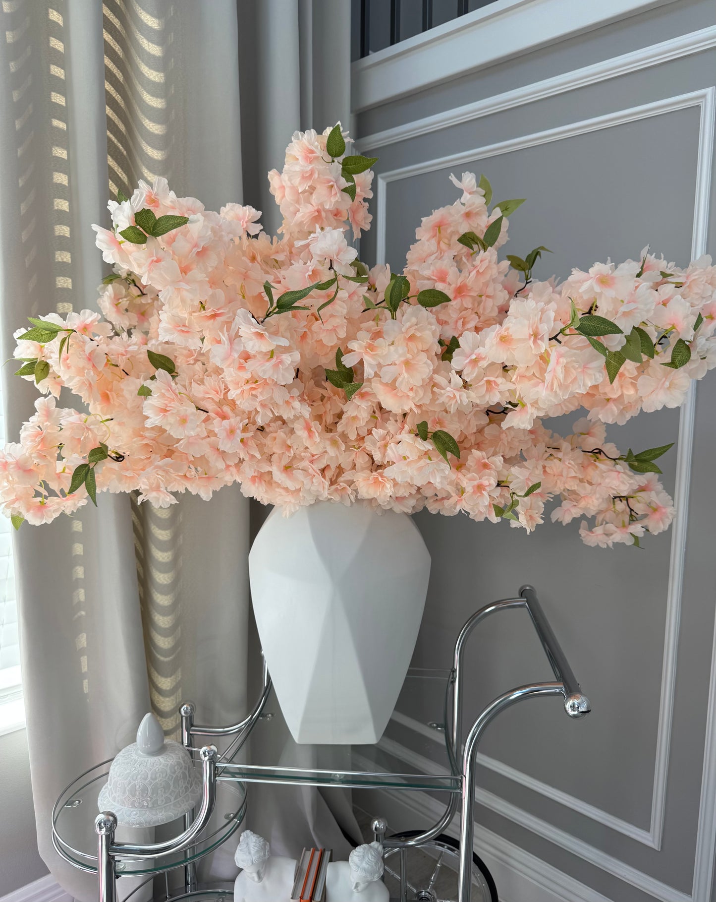 Sienna Blush Peach Silk Cherry Blossom Flower 3 Branches Pack 40'' Inches Spring