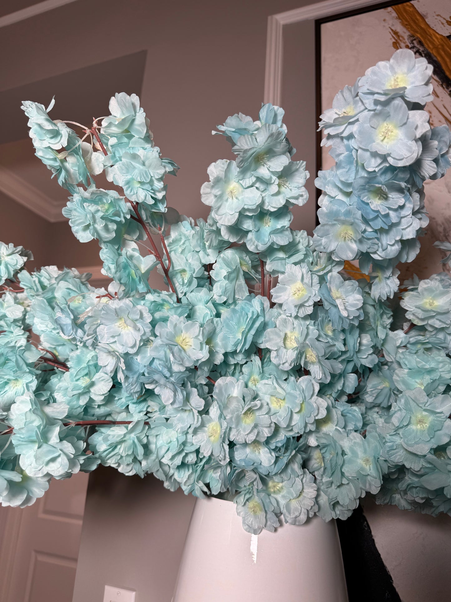 Mila Faux Silk Blue Cherry Blossom Branch Set of 3 pcs 36'' Wedding, Party, Event, Japan's National Flower