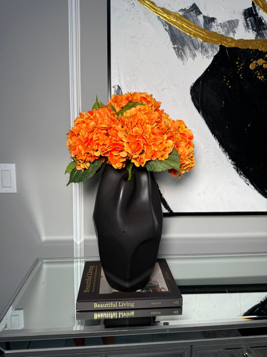 Ariane Orange Artificial Hydrangea Flowers Realistic Silk Blooms for Home Decor, Centerpieces & Arrangements Fall