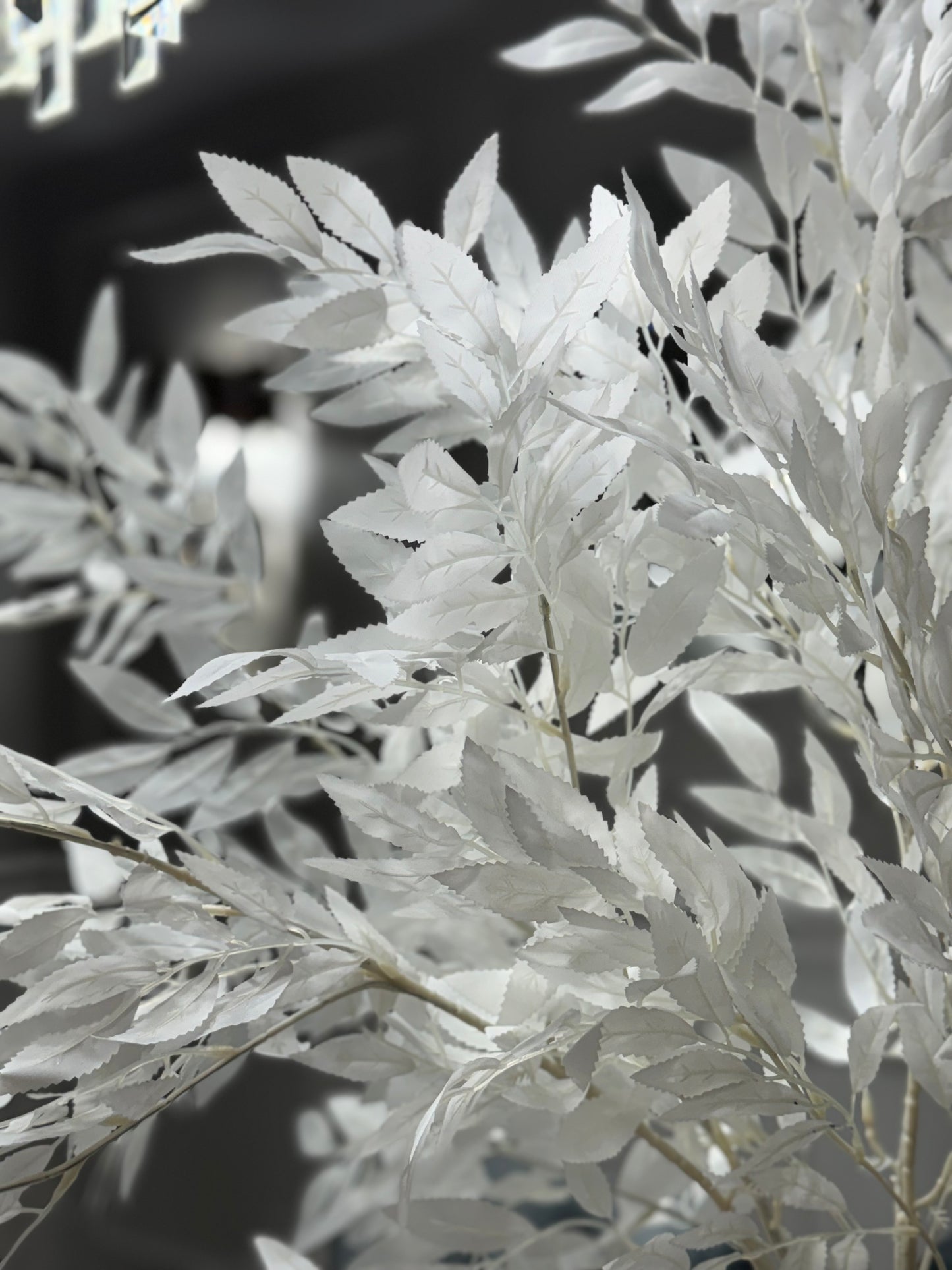 Azore Artificial White Silk Stem Faux Leaf Branches 42" set of 2