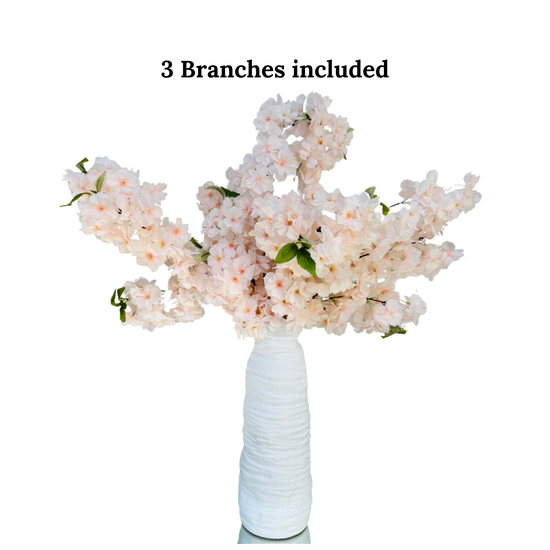 Sienna Cream Nude Blush Silk Cherry Blossom Flower 3 Branches Pack 40'' Inches Spring