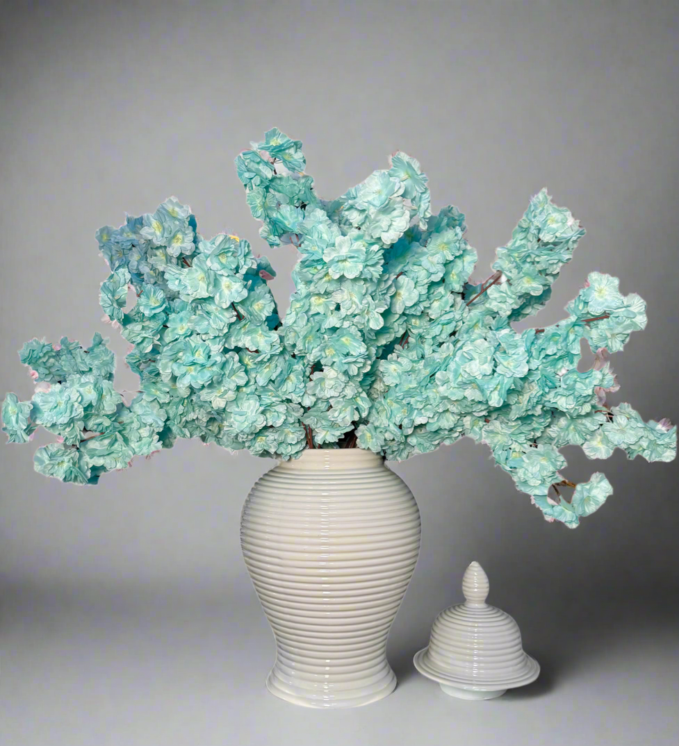 Mila Faux Silk Blue Cherry Blossom Branch Set of 3 pcs 36'' Wedding, Party, Event, Japan's National Flower