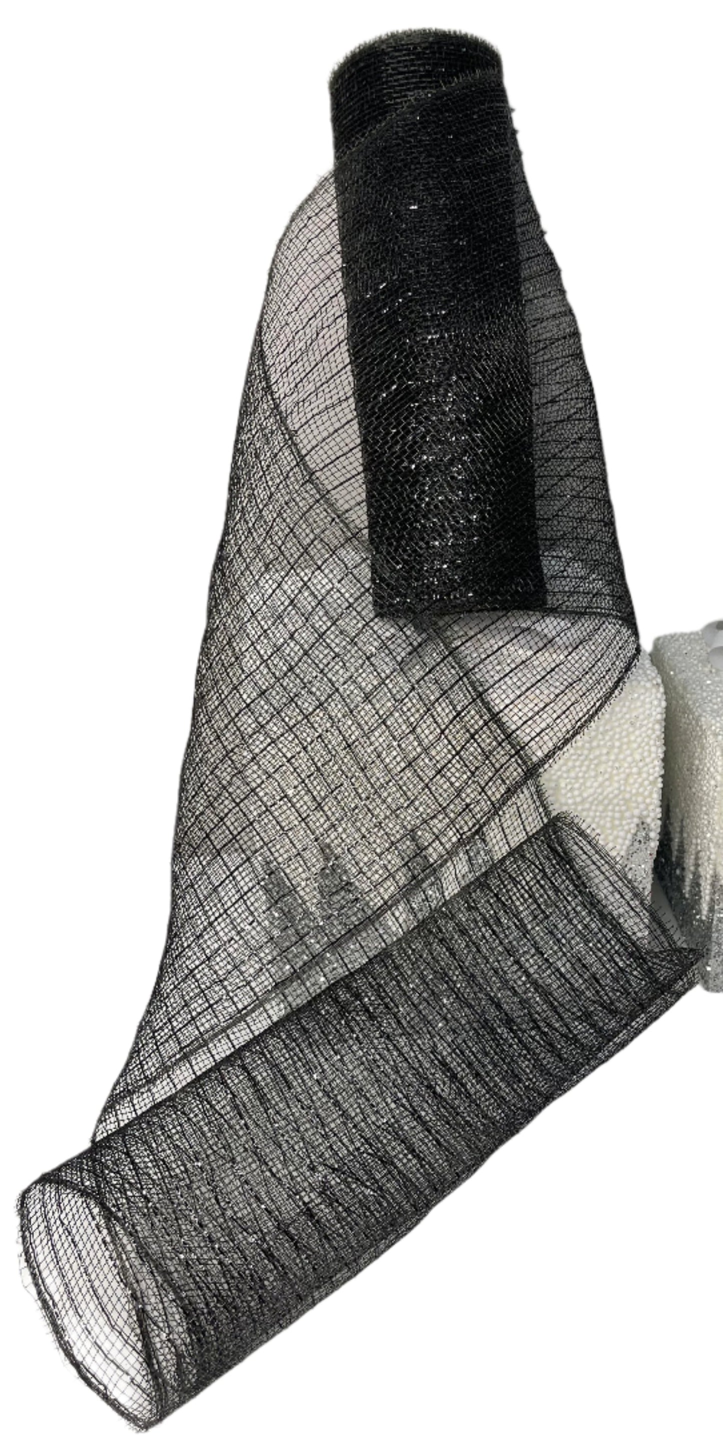 Black Nude & Gold Metallic Mesh Ribbon – 10" x 8 Yards | Decorative Craft Mesh for Wreaths & Events