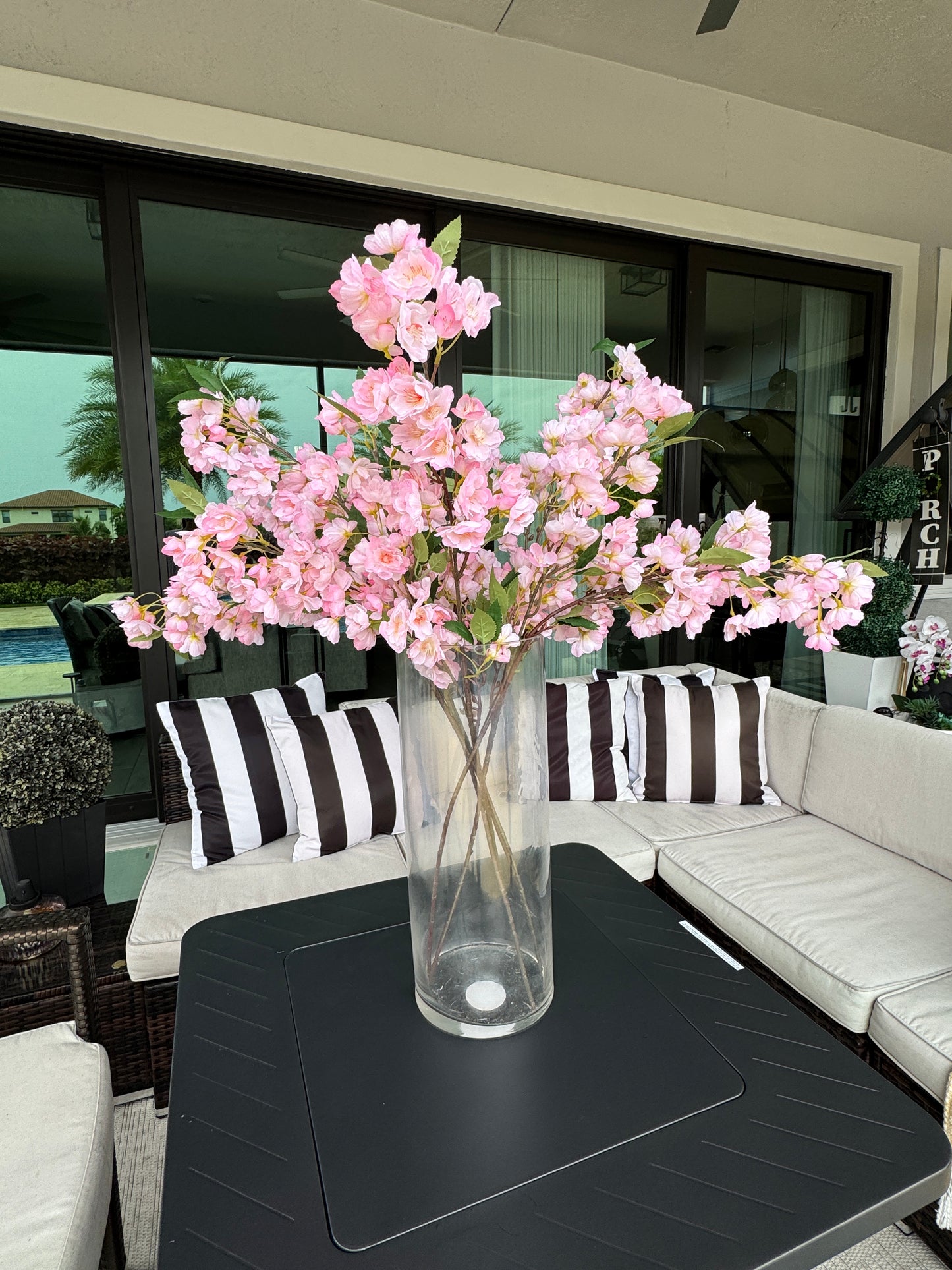 Sakura Pink Artificial Cherry Blossom 34” Bundle of 3 Faux Silk Cherry Blossom Branches for Home, Wedding, Event & Spring Décor | Realistic Japanese Flower Stems