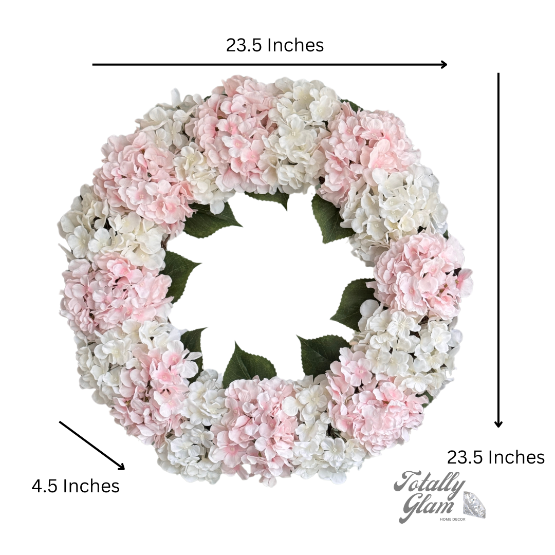 all-season silk wreath
spring hydrangea wreath
summer flower wreath for door
pink and white floral spring wreath
seasonal front door wreath
UV protected door wreath
handmade outdoor wreath
silk hydrangea wreath for year-round use
artificial spring door wreath
wreath for all weather conditions