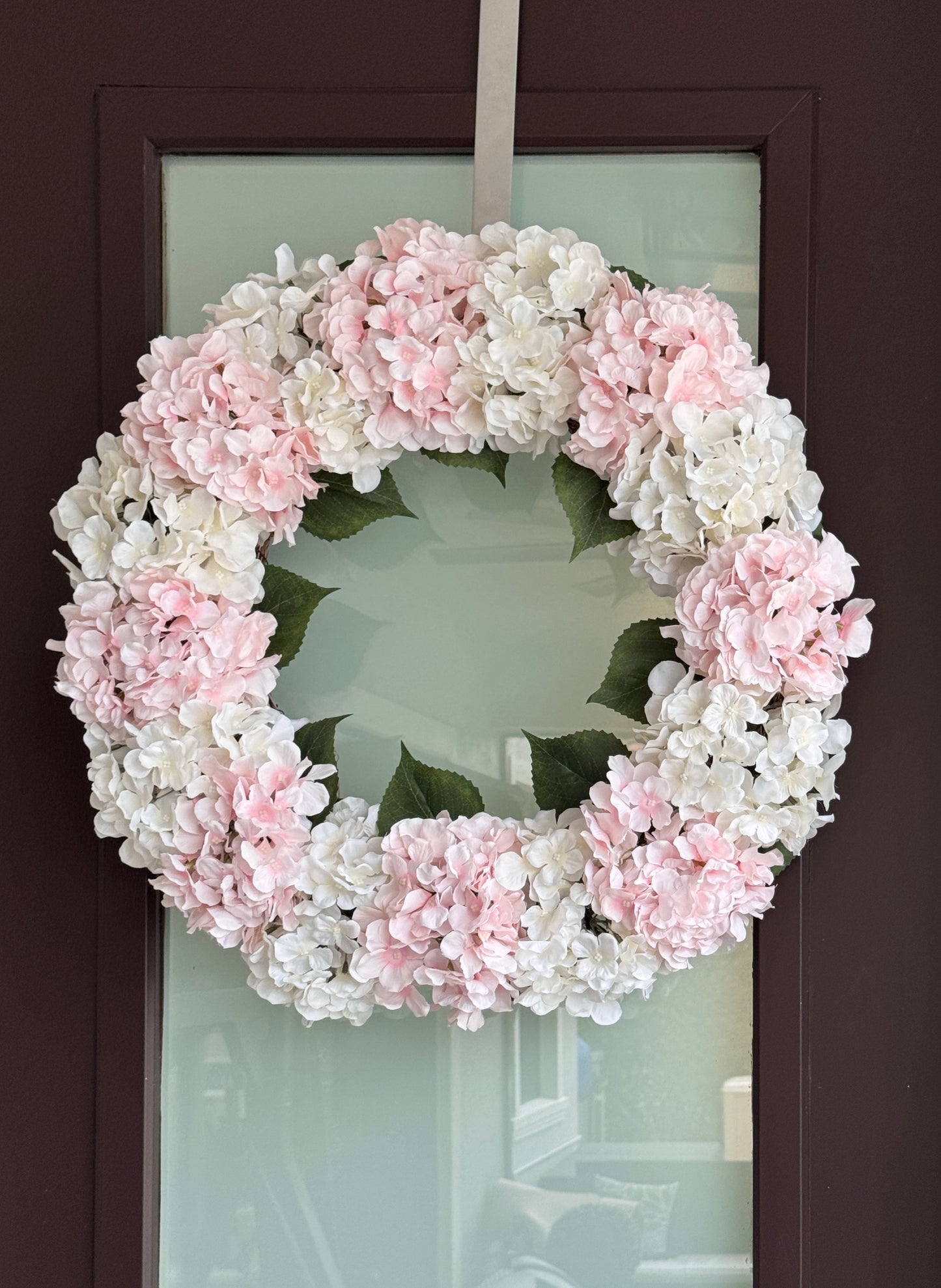 white and pink hydrangea wreath
silk hydrangea wreath
artificial hydrangea wreath
large hydrangea door wreath
23 inch floral wreath
hydrangea wreath for front door
UV resistant hydrangea wreath
faux hydrangea wreath
pink and white flower wreath
silk flower wreath for door