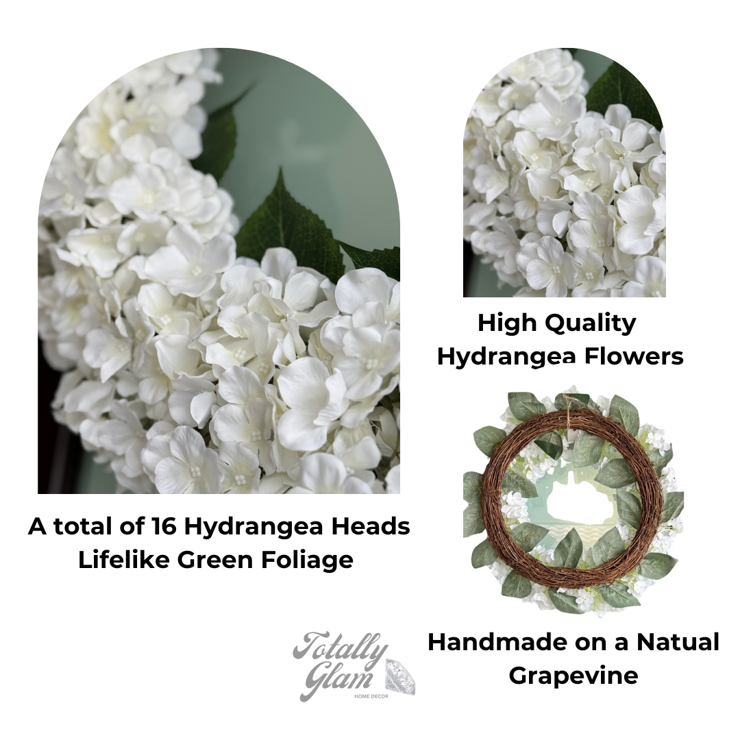 1 inch artificial wreath
faux flower door wreath
handcrafted floral ring
silk hydrangea door accent
luxury white wreath
UV protected outdoor wreath
simple white wedding wreath
decorative hydrangea ring
white silk flower ring
artificial wedding decor wreath