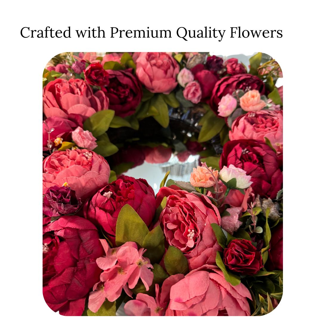 Zoey Large Burgundy Red Peachy Pink Faux Peony Flower Wreath 23" All Season