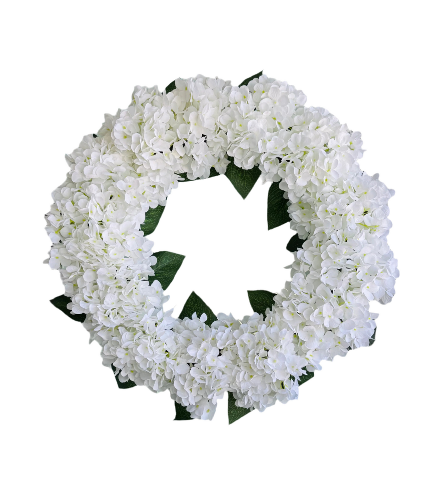 Capri White Faux Hydrangea Flower Wreath 21" - Handcrafted, Uv Resistant, All-Season, Indoor/Outdoor Decor, Perfect For Home, Wedding, Event