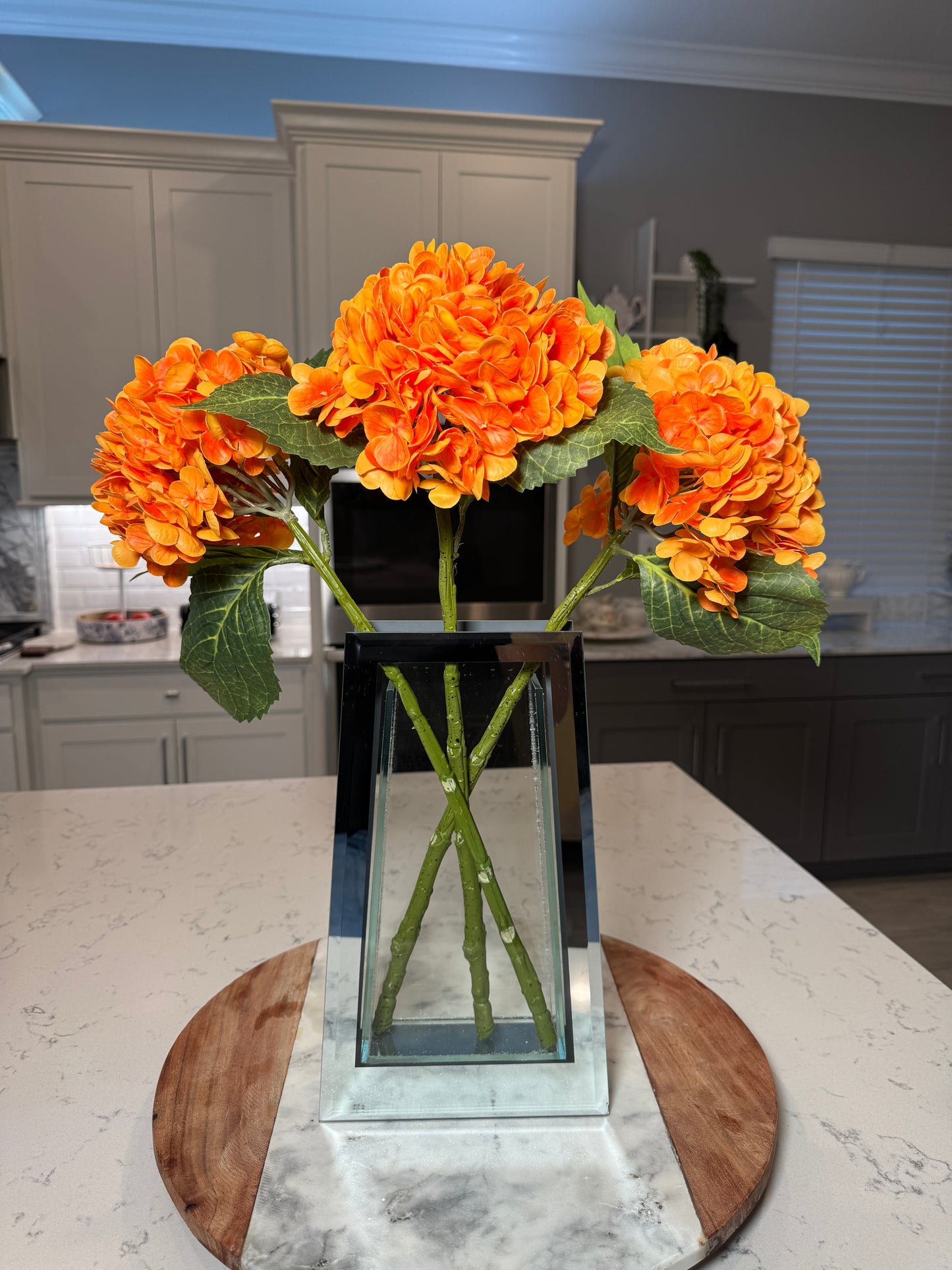 Ariane Orange Artificial Hydrangea Flowers Realistic Silk Blooms for Home Decor, Centerpieces & Arrangements Fall