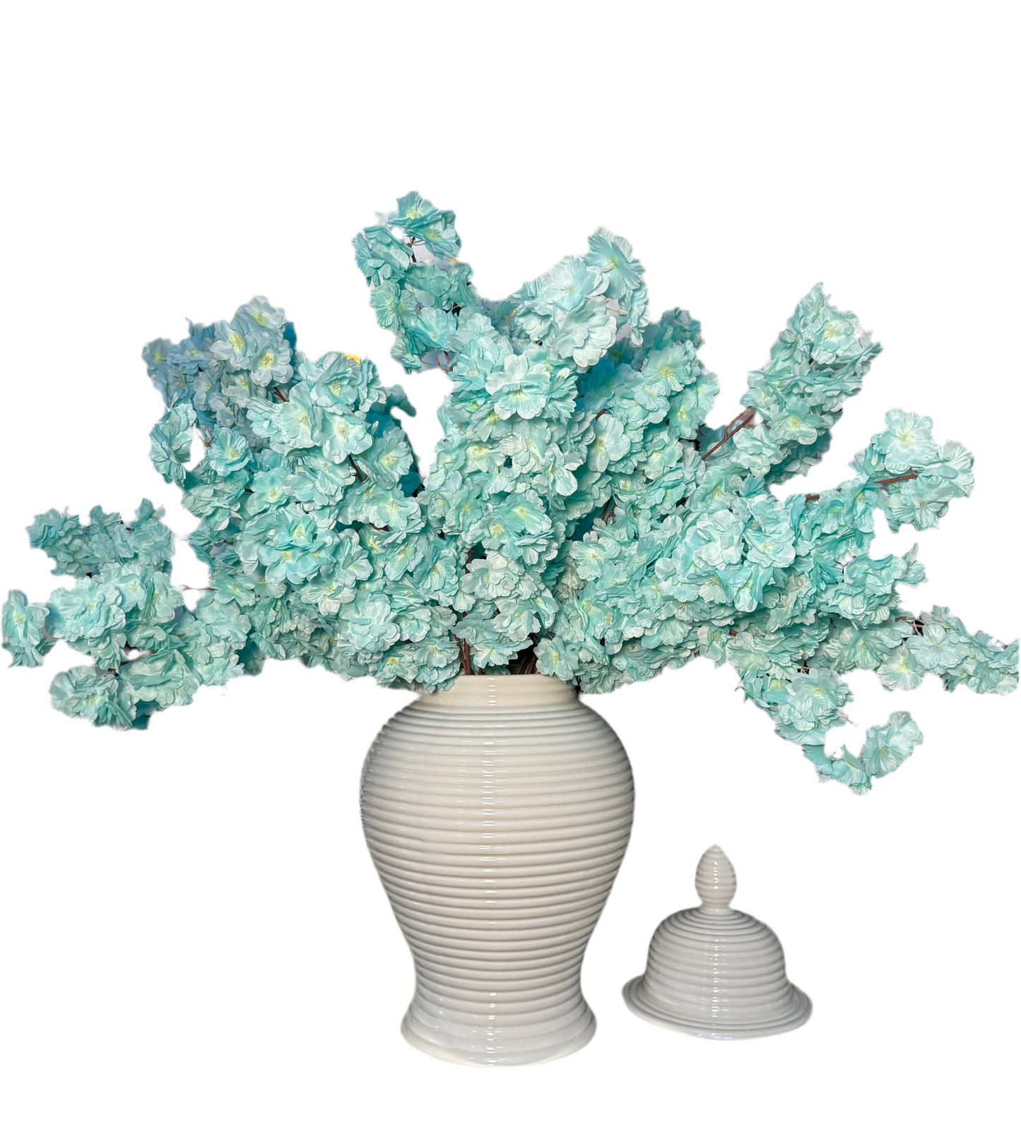Mila Faux Silk Blue Cherry Blossom Branch Set of 3 pcs 36'' Wedding, Party, Event, Japan's National Flower