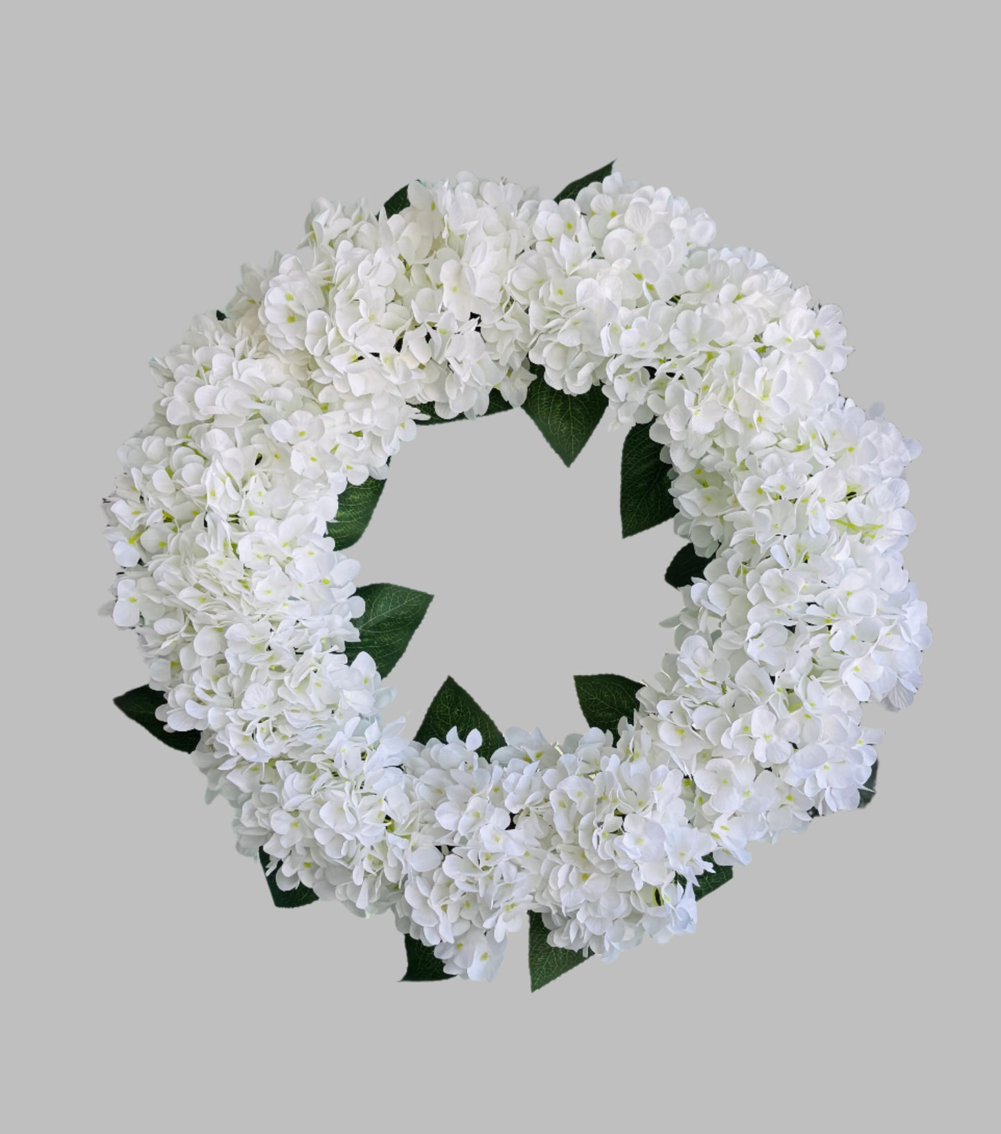 Capri White Faux Hydrangea Flower Wreath 21" - Handcrafted, Uv Resistant, All-Season, Indoor/Outdoor Decor, Perfect For Home, Wedding, Event