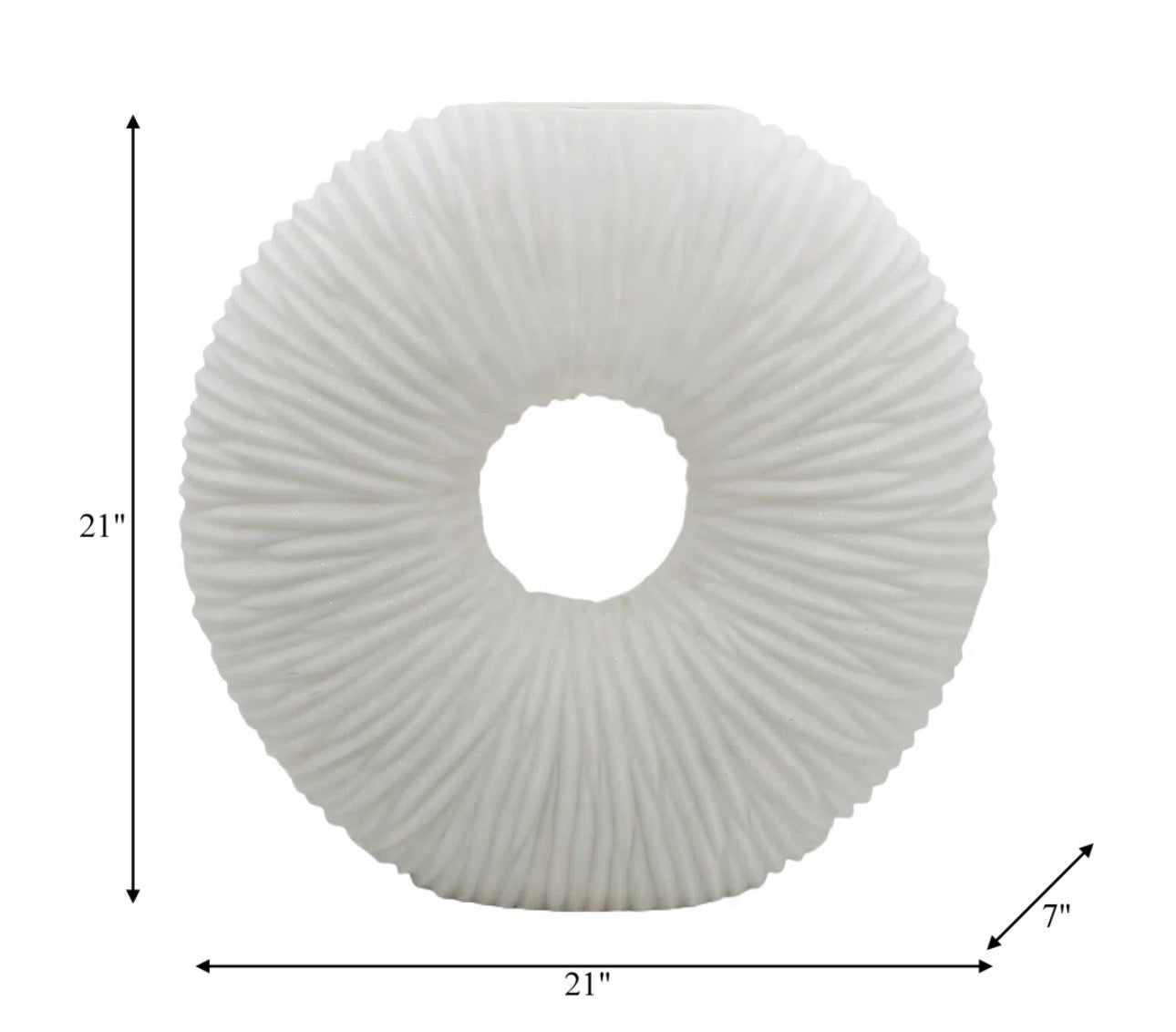 20" White Quartz Resin Vase, Modern Minimalist Decorative Accent for Home, Office & Floral Arrangements