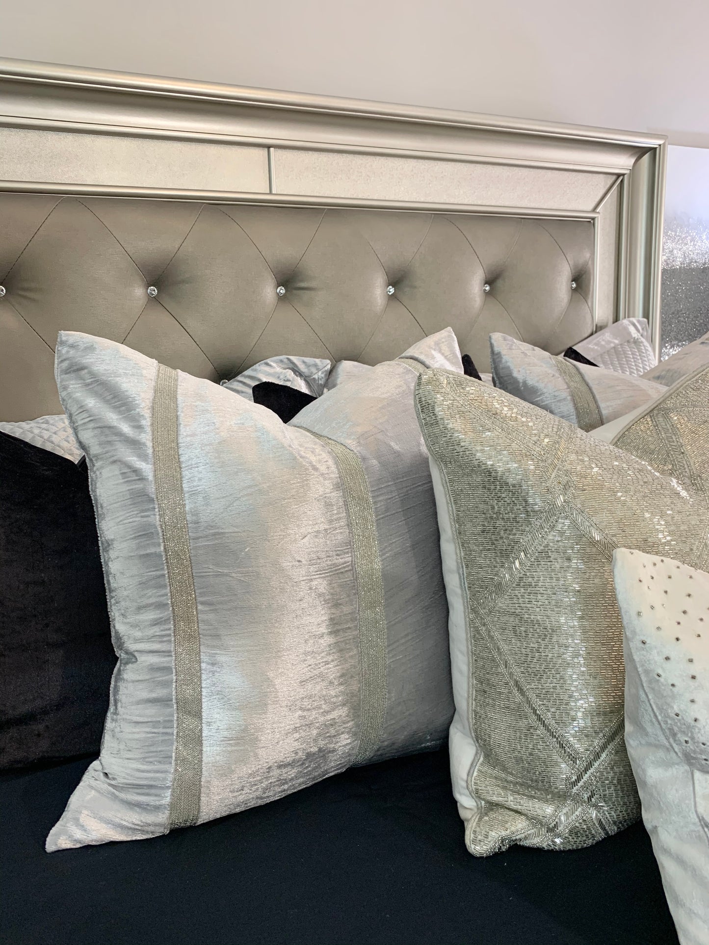 Amani Crushed Velvet Beaded Pillow 22’’