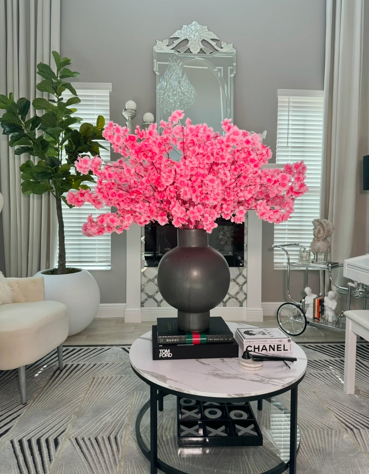 Mila Bright Pink Silk Cherry Blossom Set of 3 Branches 36'' Wedding, Party, Event