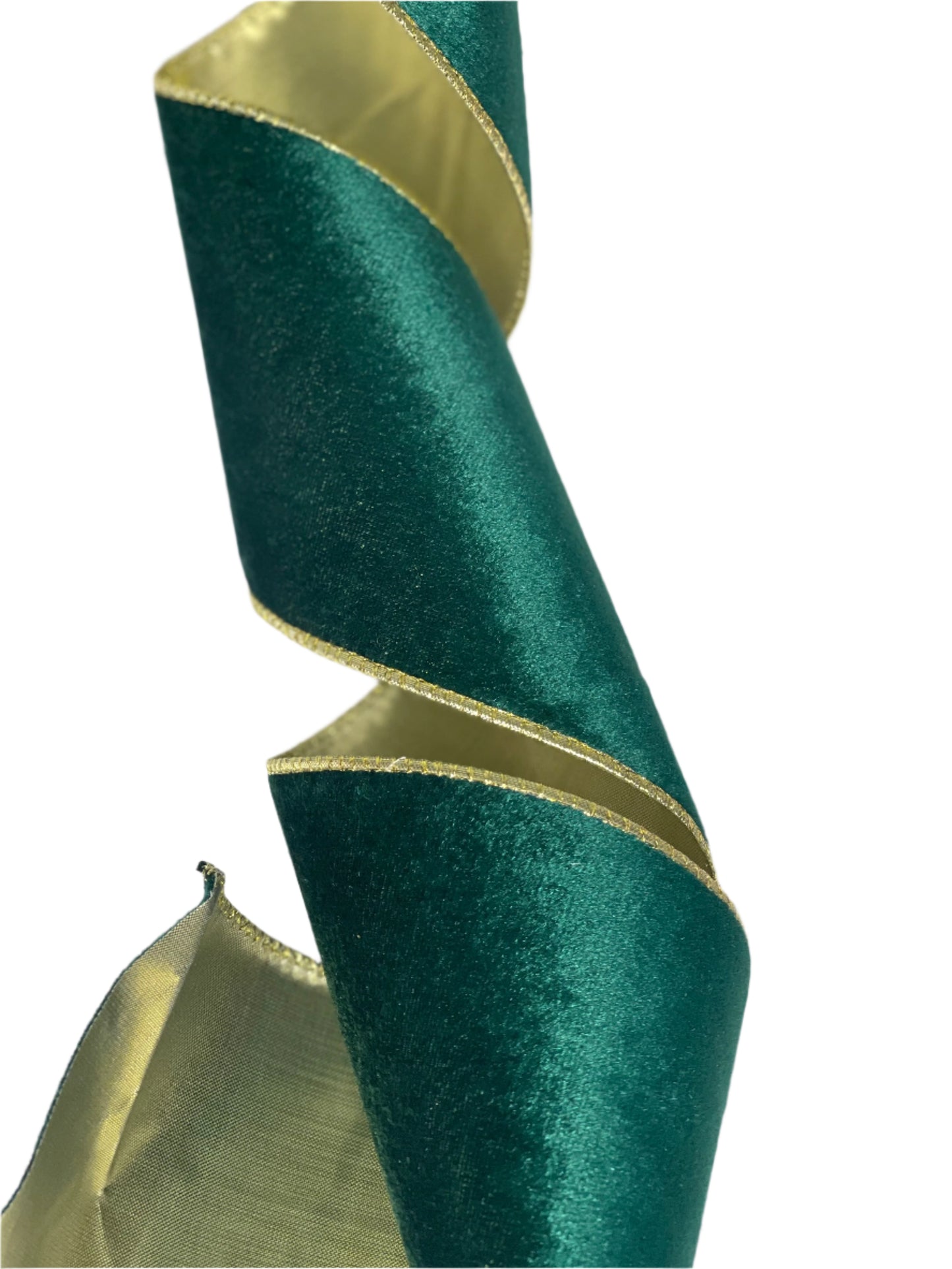 Green and Gold Wired Craft Ribbon double sided 4" x 10 Yards