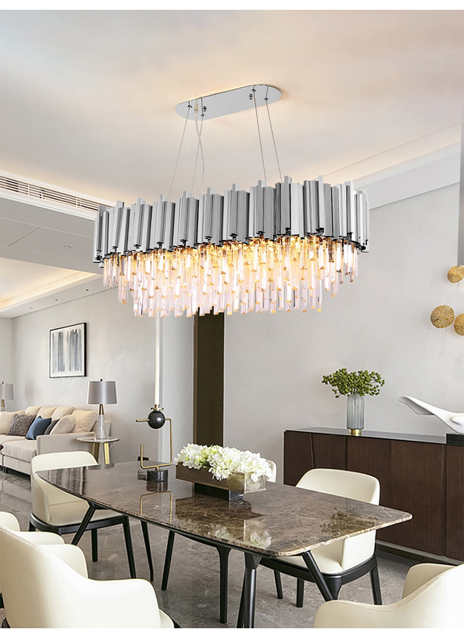 Dante Modern Rectangular Crystal Chandelier