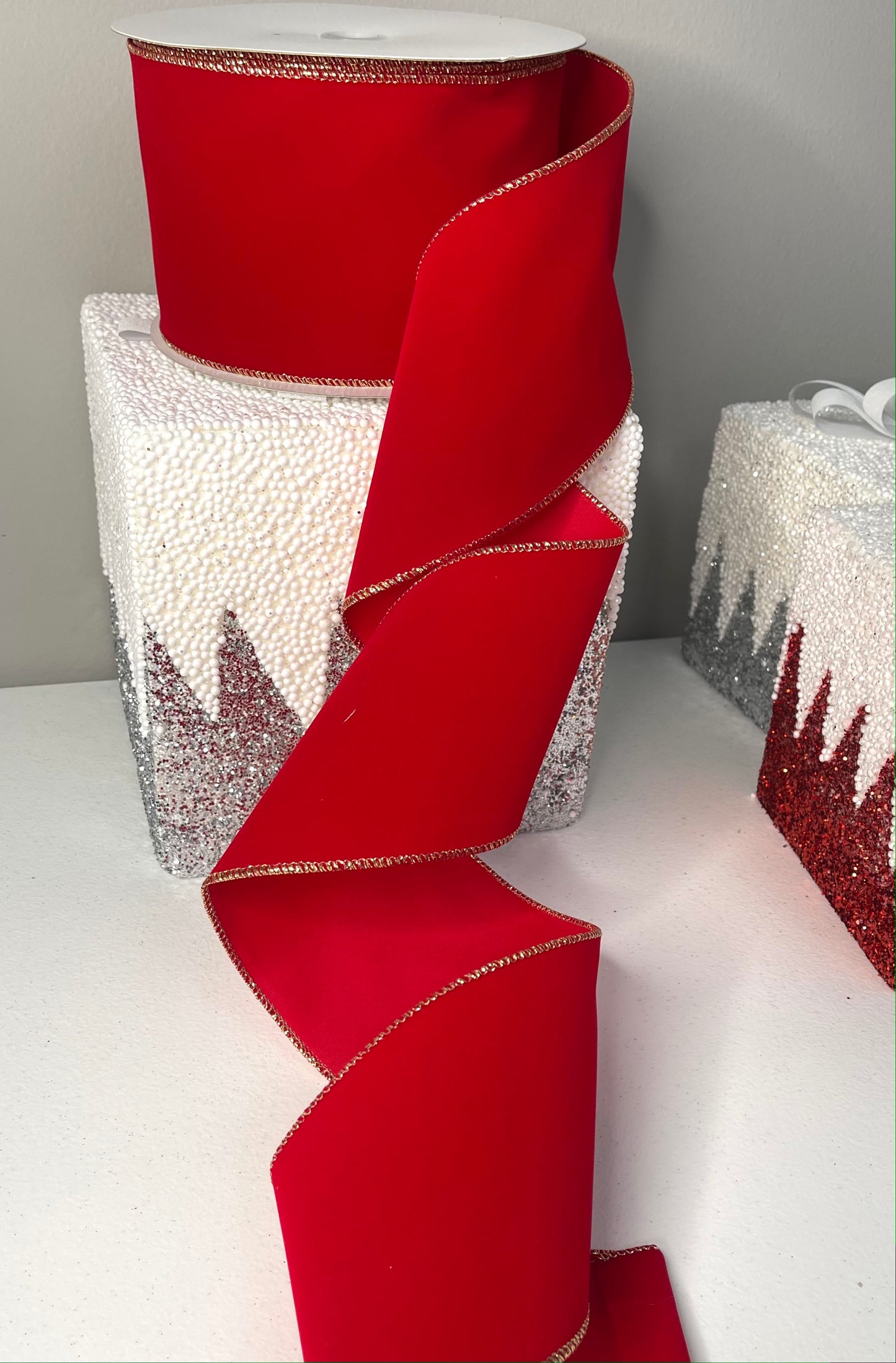 Christmas Red Velvet Christmas Tree Ribbon 25 Yards