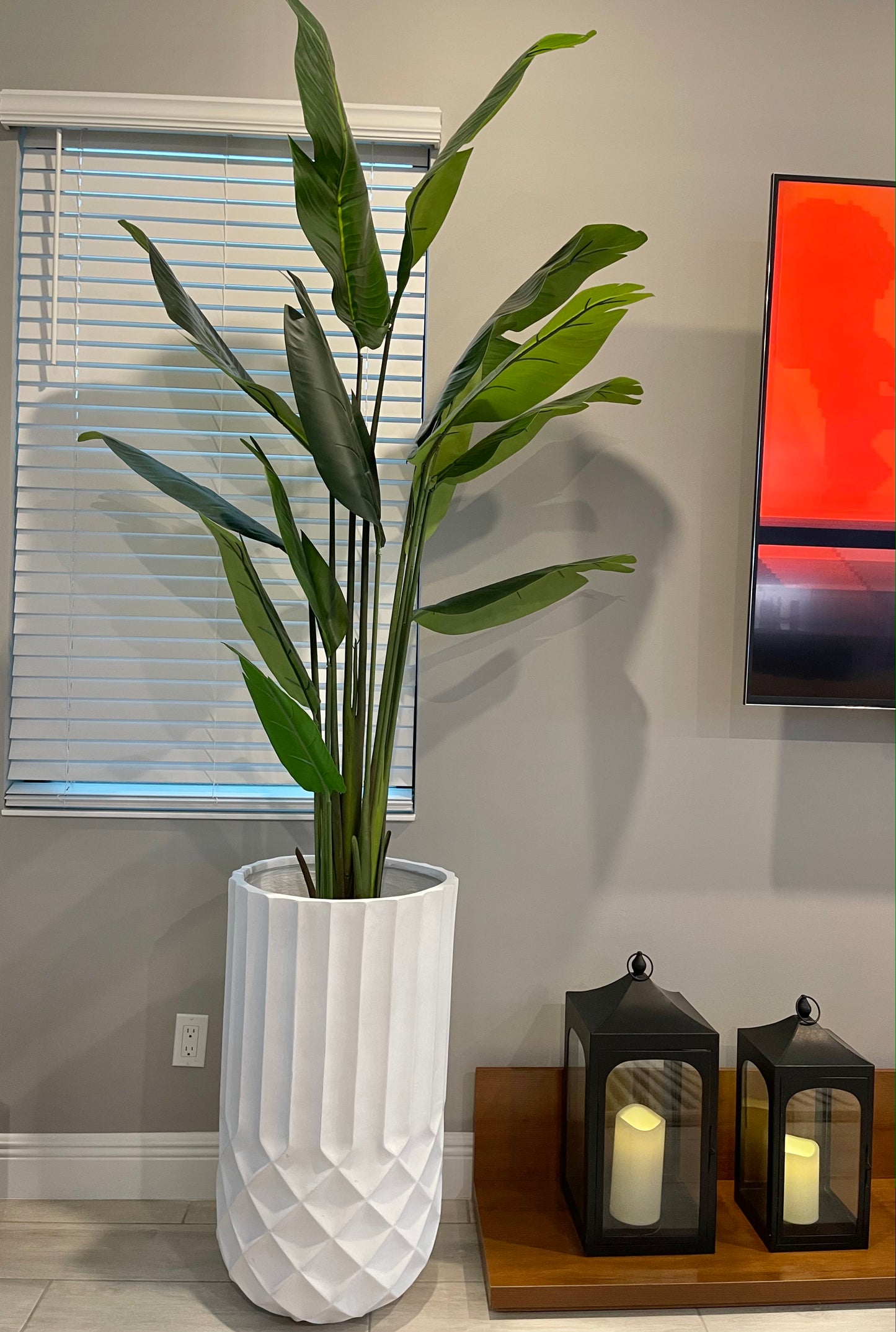 Artificial Bird of Paradise Faux Palm Tree Plant, 7ft Lifelike