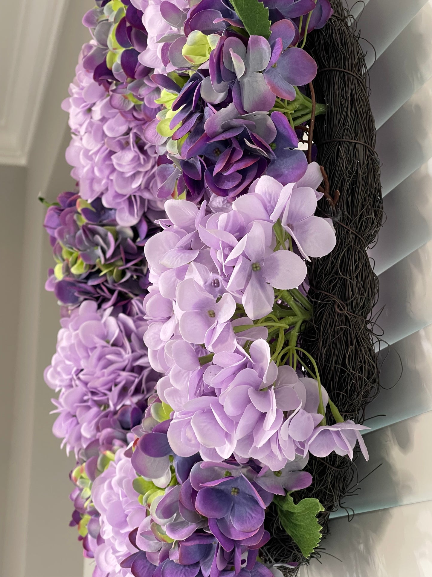 Large Purple and Lavender Hydrangea Wreath, all season