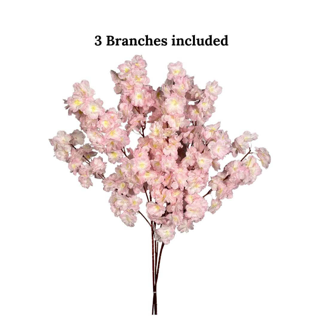 Mila silk light pink cherry blossom branches
36'' artificial cherry blossom stems
cherry blossom silk flower branch set
cherry blossom 3 piece stem decor
faux pink cherry blossoms 36 inch
silk sakura flower stems for decor
3 pack cherry blossom faux flowers
long stem cherry blossom decorations
cherry blossom branches with realistic petals
elegant artificial cherry blossom bouquet