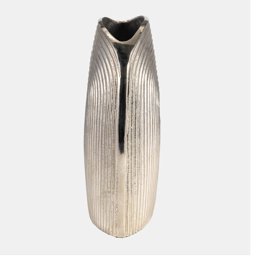 Sage Gold Modern Minimalist Aluminum Arch Vase 11''