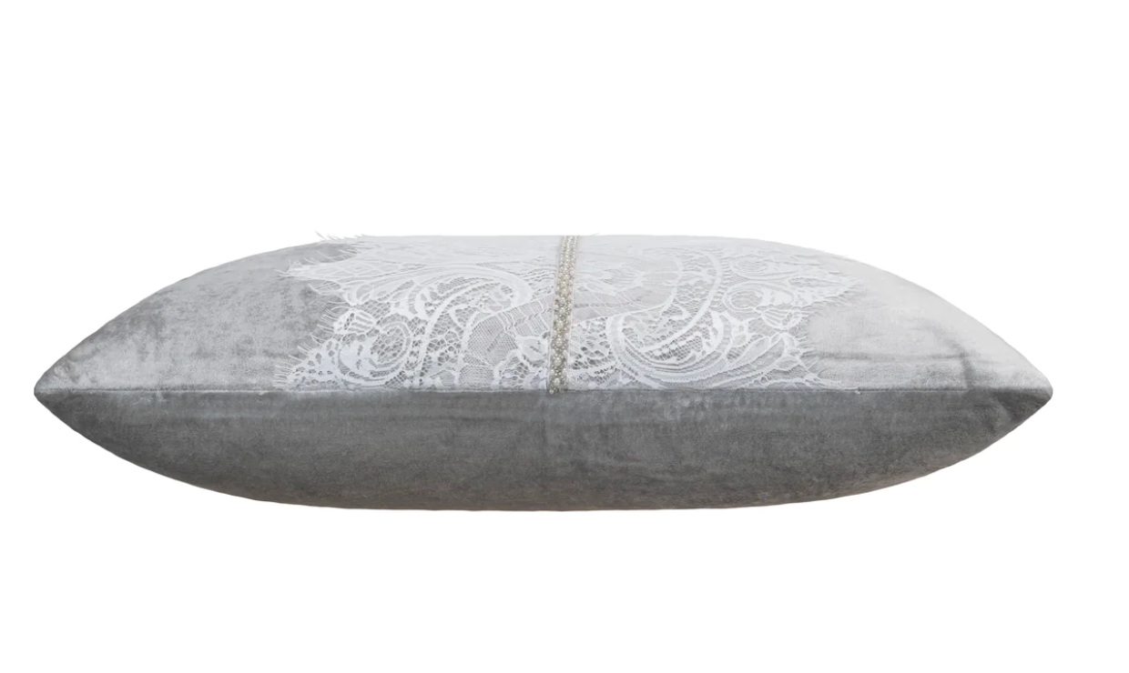 Alisa White Lace Velvet Pillow
