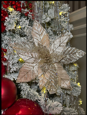 Champagne Glittered Poinsettia Christmas Flower Stem Spray 13'' Set of 3