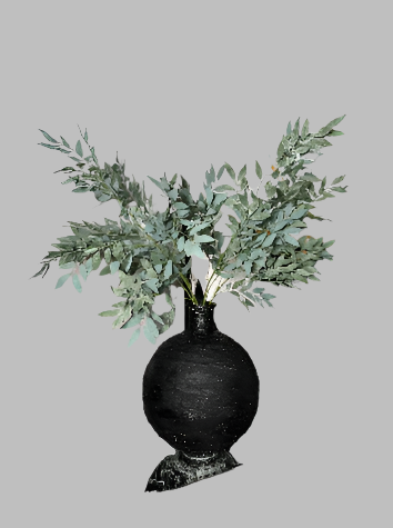 Azore Faux Frosted Green Silk Stem Leaf 4 Branches