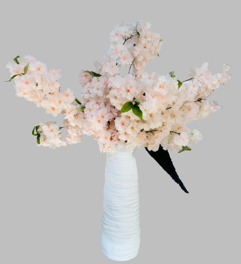 Sienna Cream Nude Blush Silk Cherry Blossom Flower 3 Branches Pack 40'' Inches Spring