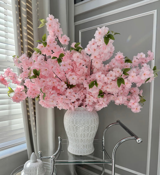 artificial flowers for spring decor
cherry blossom stems for vase
tall pink flowers for home
bright pink home decor florals
faux cherry blossom centerpiece
vibrant silk floral stems
pink cherry blossom home accent
decorative faux cherry blossom
hot pink spring flower decor
silk flowers for interior styling