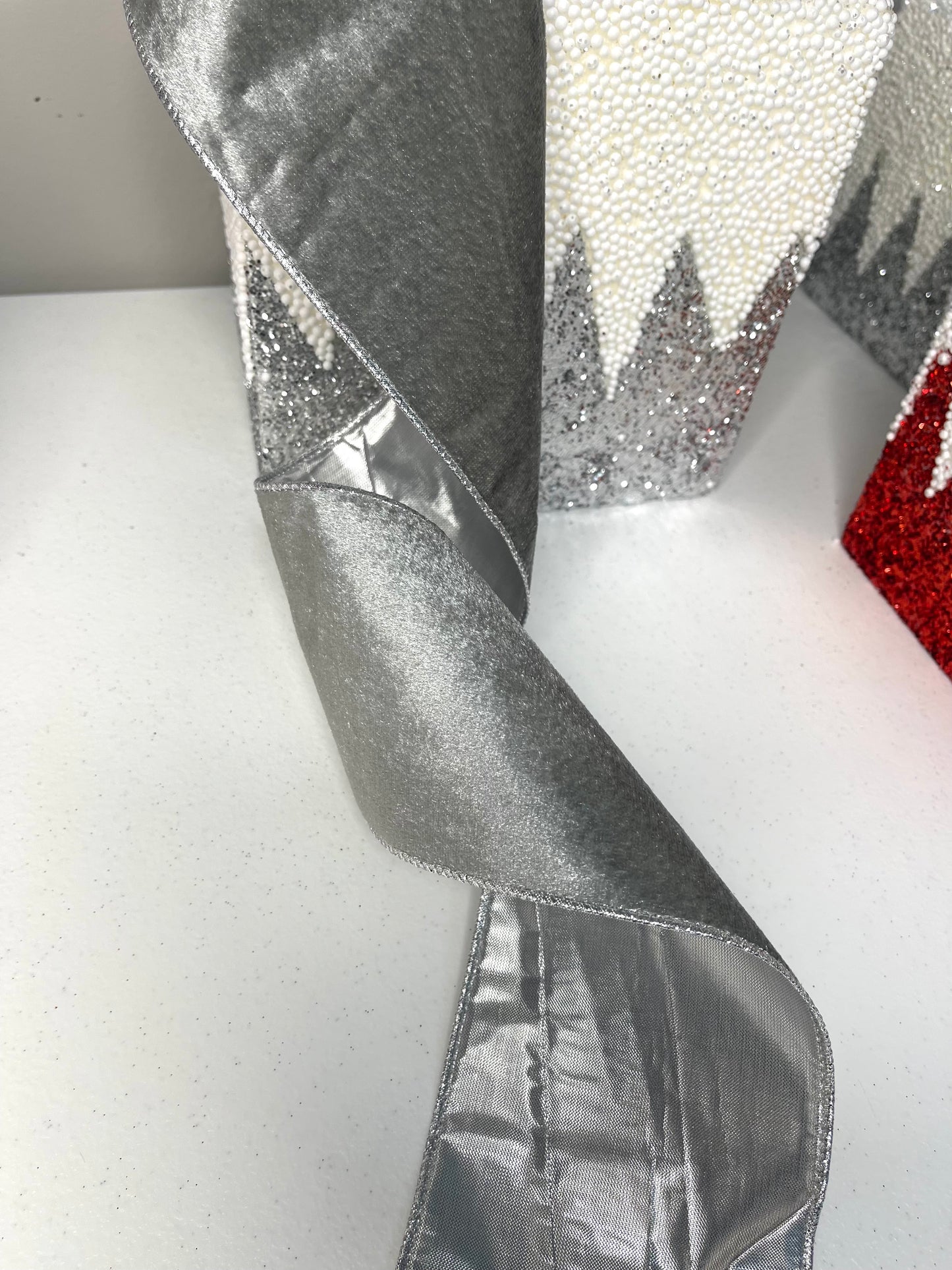 Silver Wired Craft Ribbon double sided 4" x 10 Yards