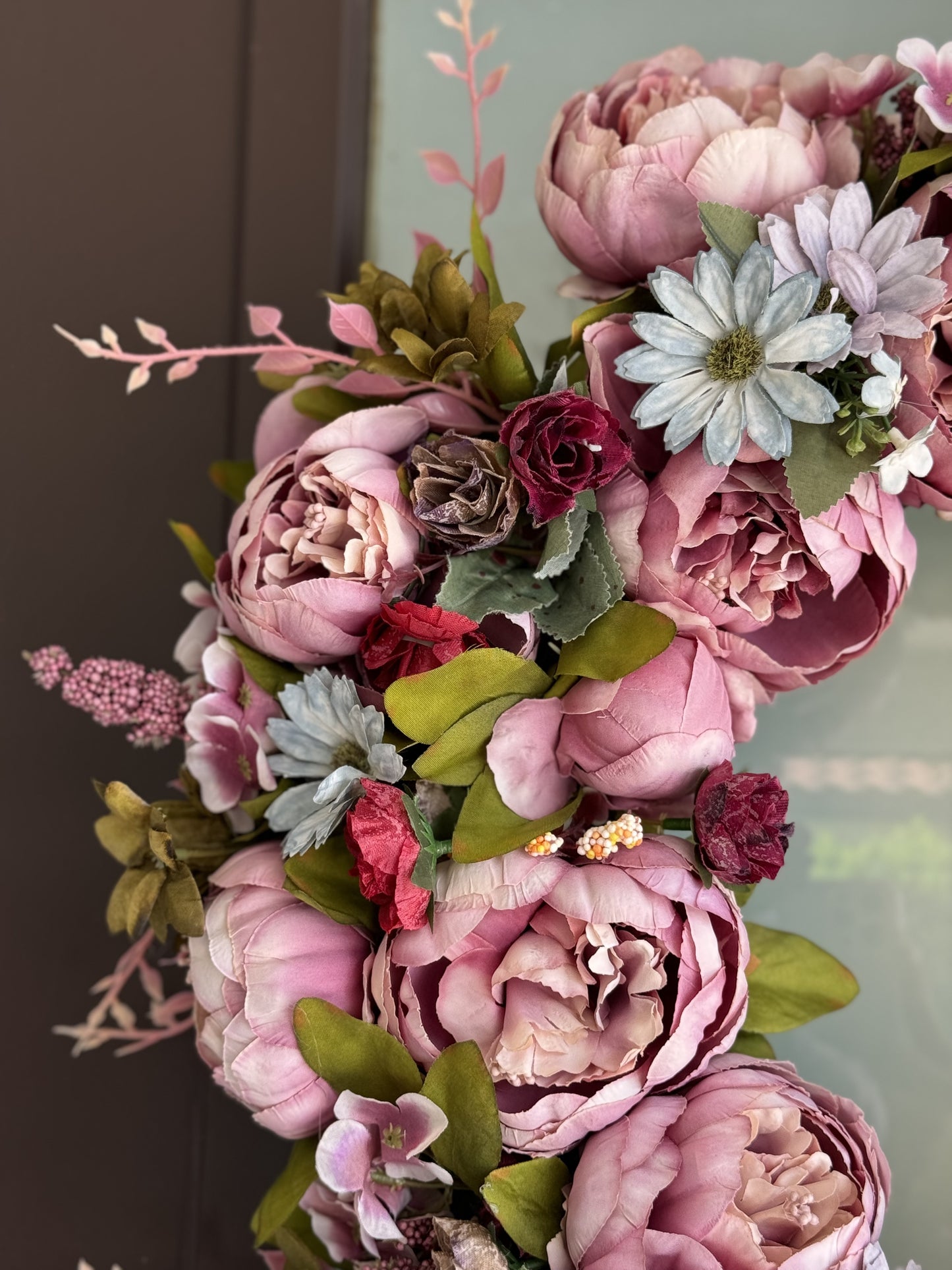 blush pink faux flower wreath for door
realistic artificial peony wreath
elegant pink peony wreath for front door
23 inch faux peony wreath
year round floral wreath for home
artificial wreath for all seasons
pink peony wreath for wedding decor
outdoor safe faux wreath pink
front door wreath with pink peonies
soft blush pink peony wall wreath