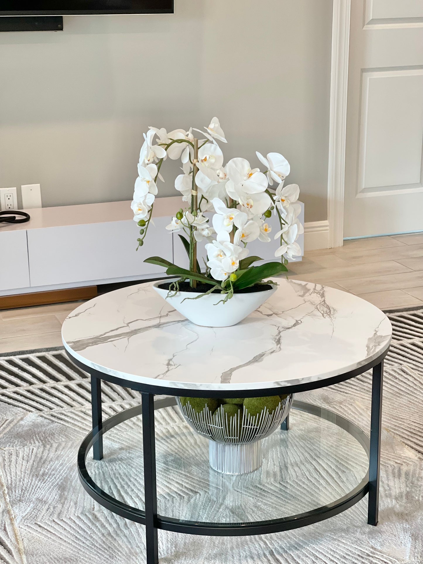 Phalaenopsis Orchid Floral Arrangement with White Vase
