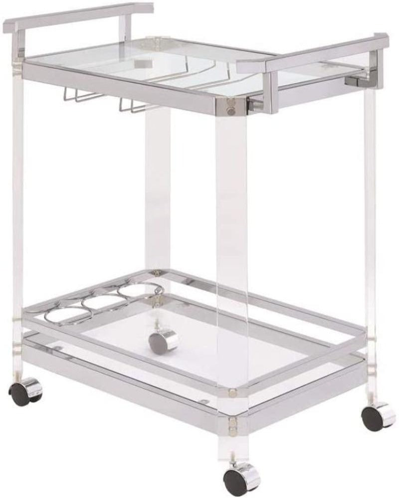 Ariana Silver Acrylic Serving Bar Cart