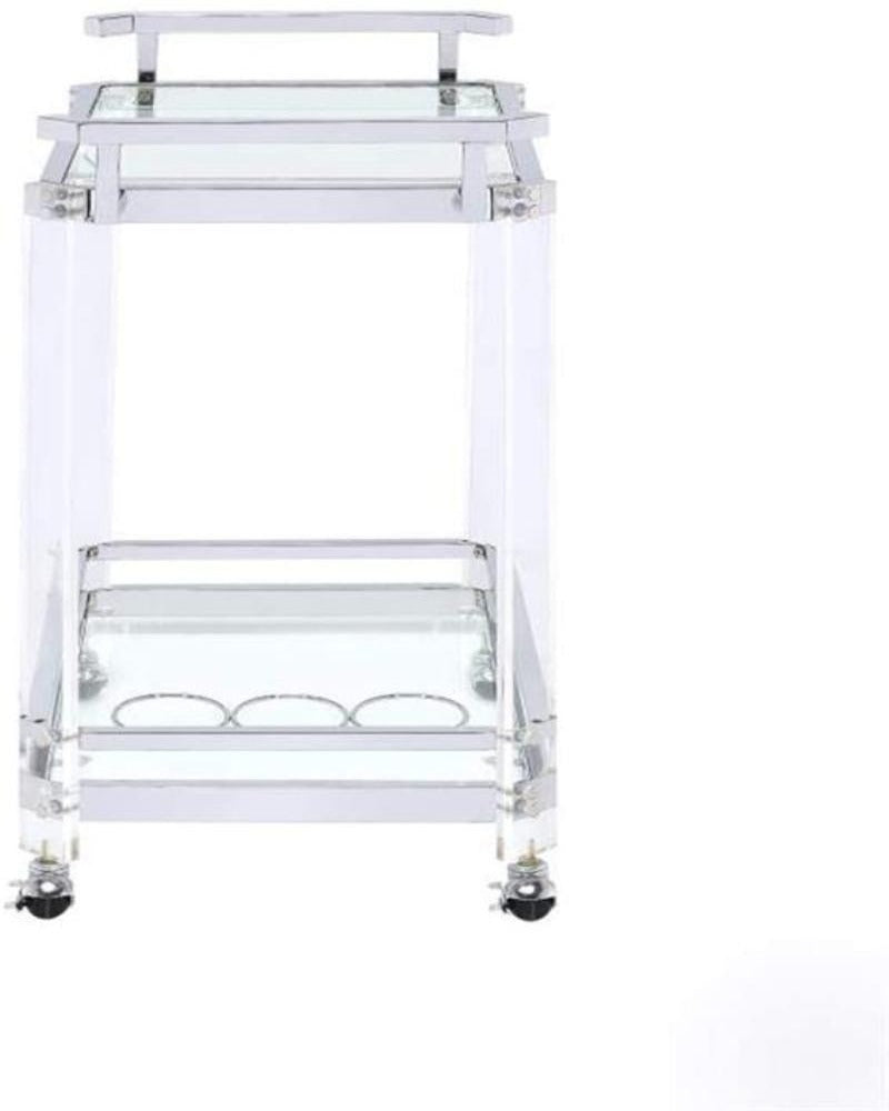 Ariana Silver Acrylic Serving Bar Cart