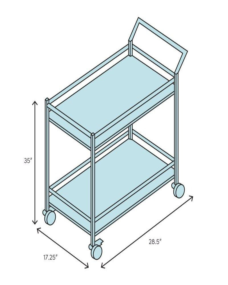 Ariana Silver Acrylic Serving Bar Cart