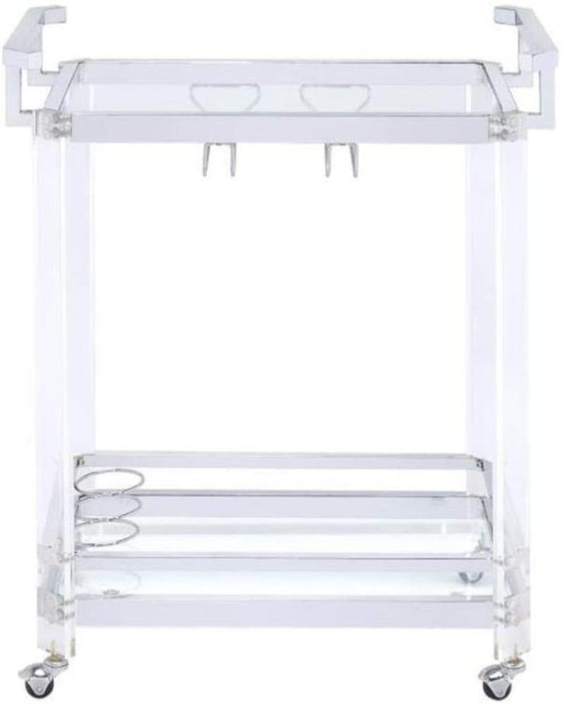 Ariana Silver Acrylic Serving Bar Cart
