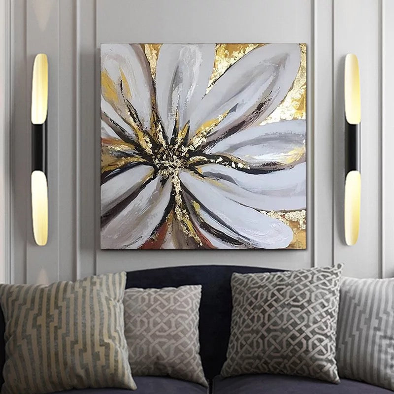 Golden Flower Hand Painted Foil Wall Art