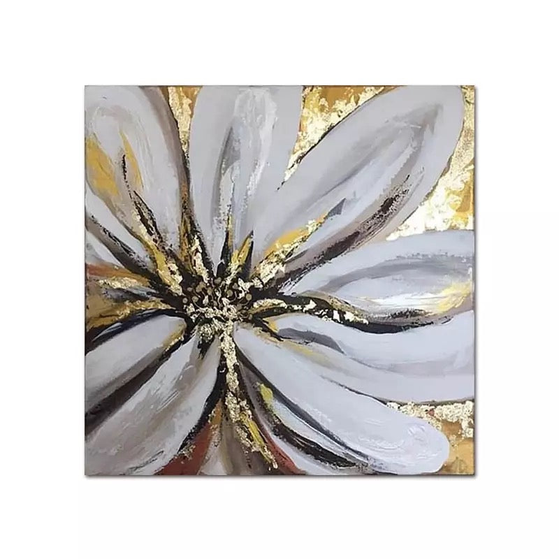 Golden Flower Hand Painted Foil Wall Art