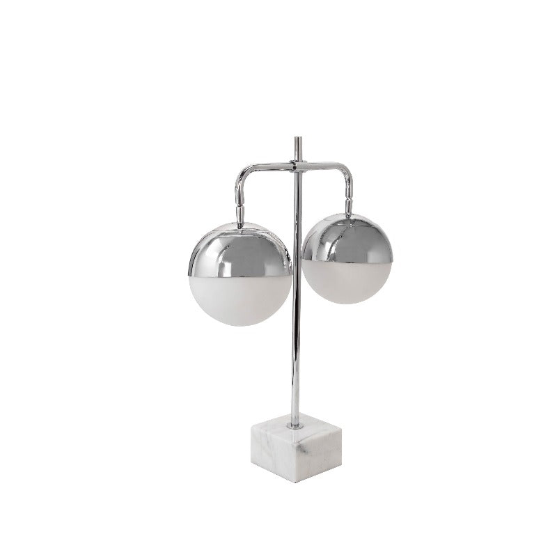 Double Orb Table Lamp On Marble Base