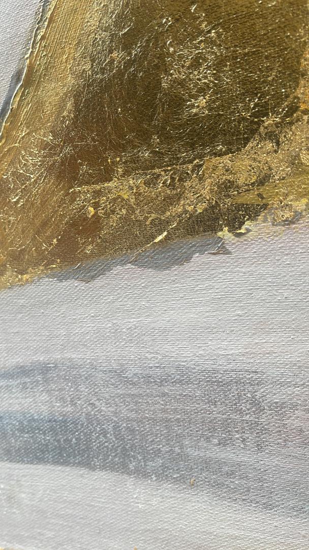 Golden Flower Hand Painted Foil Wall Art