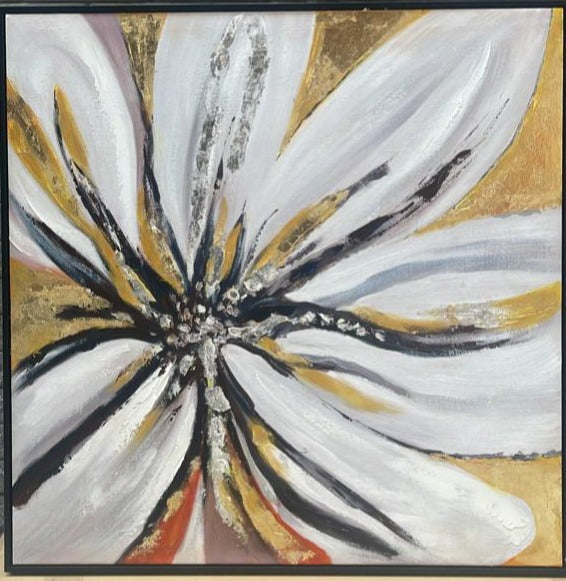 Golden Flower Hand Painted Foil Wall Art