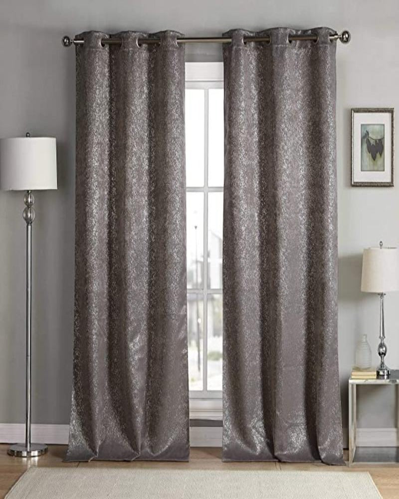 Bella Metallic Blackout Textured Curtains, 2 Panels