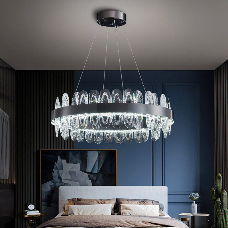 Kara Round Black Crystal Chandelier