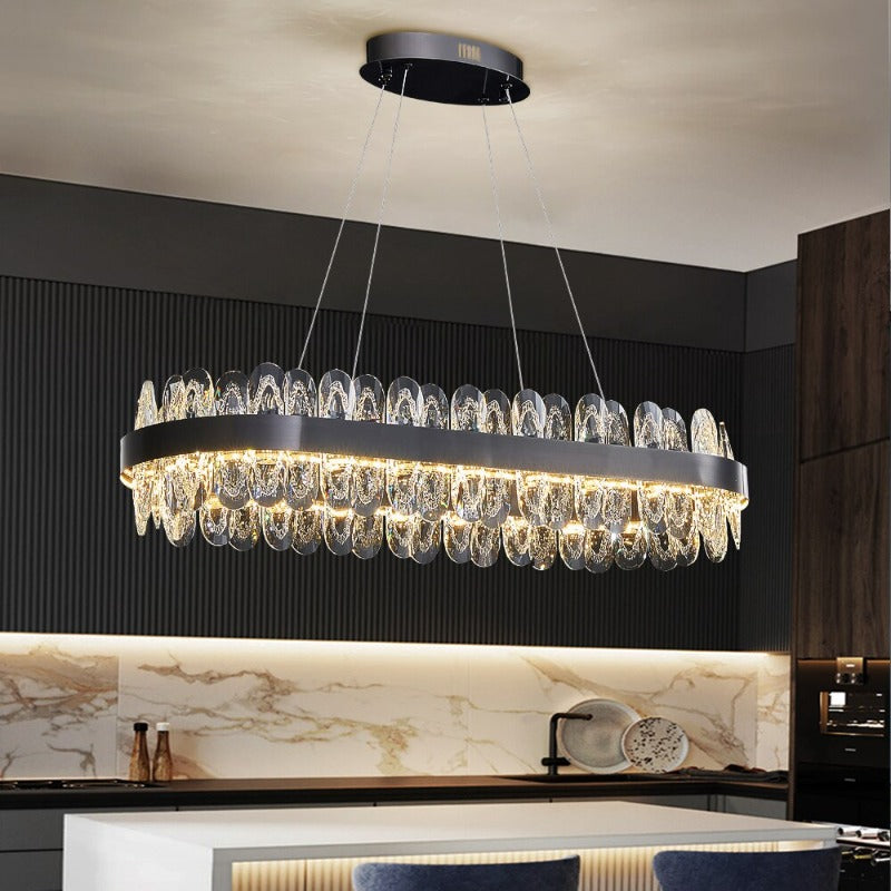 Kara Oval Black Crystal Chandelier