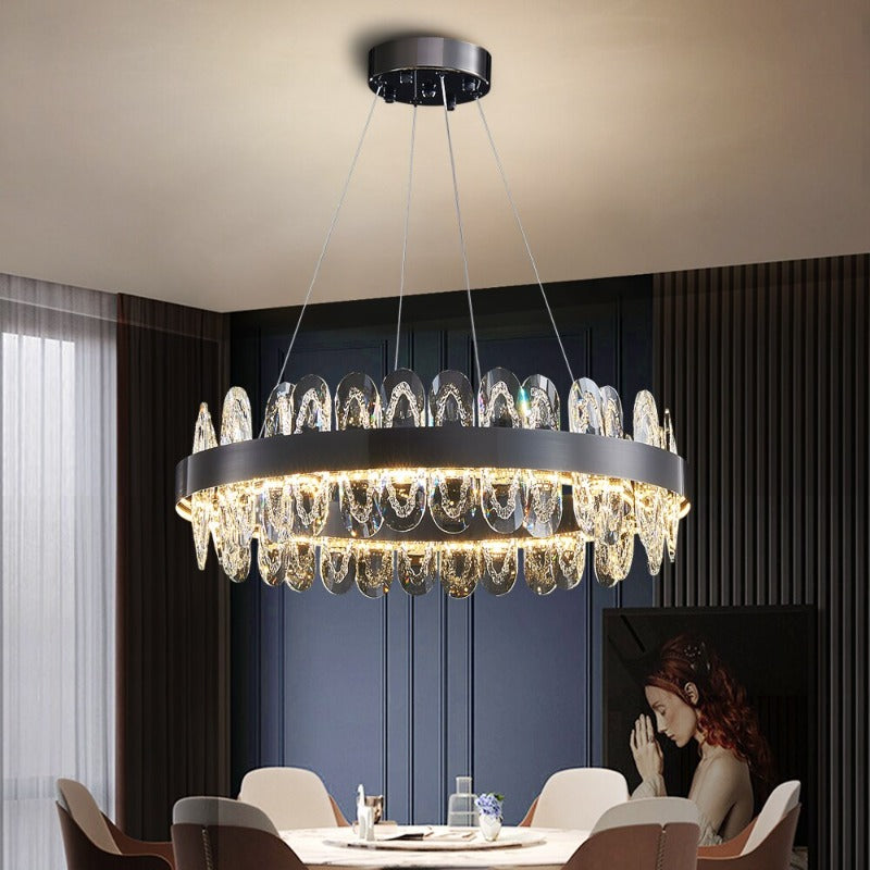 Kara Round Black Crystal Chandelier